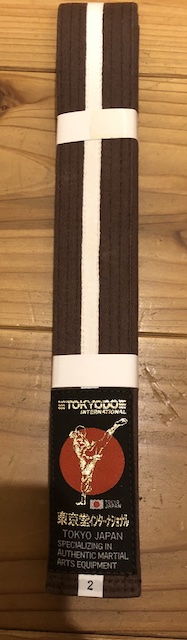 Outlet Brown belt with 1 white stripe